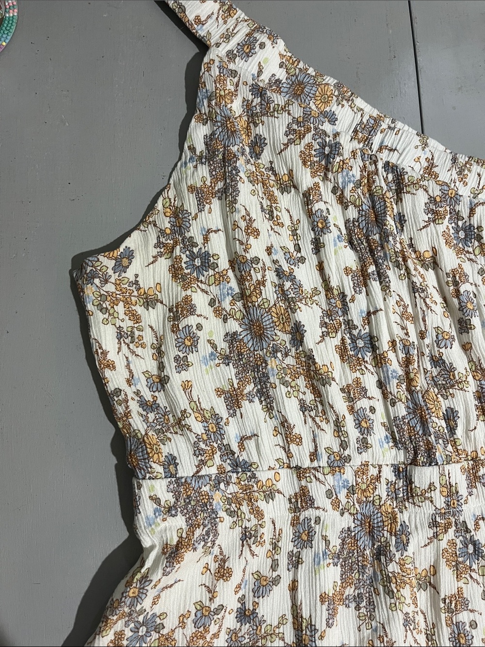 Abercrombie & Fitch Floral Midi Skirt in White, Mustard, and Dusty Blue - Picture 9 of 16